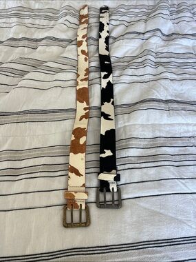 Forever 21 Cow Print Skinny Belts in Brown/White and Black/White